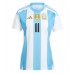 Camisa de Futebol Argentina Angel Di Maria #11 Equipamento Principal Mulheres Copa America 2024 Manga Curta